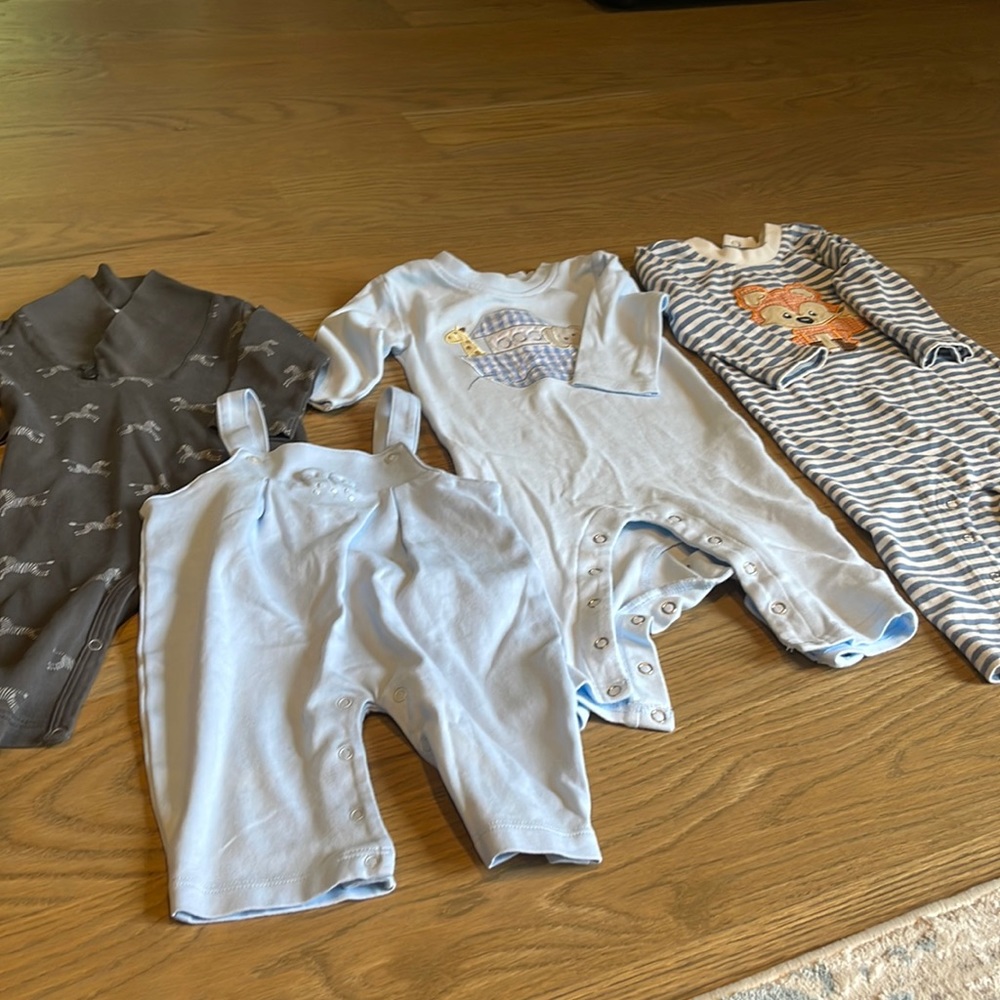 Four rompers in excellent condition - kissy kissy stitchy fish 3-6M and 6M